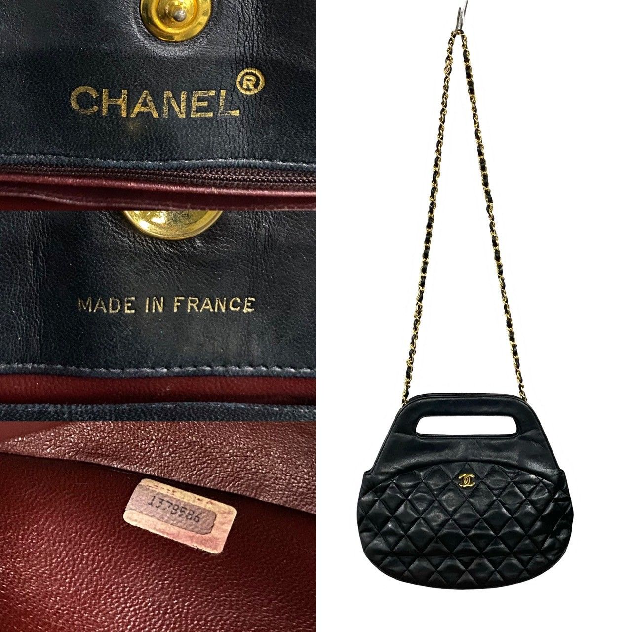 Chanel Vintage Quilted Coco Lambskin Leather 2-Way Shoulder Bag Black — view 3