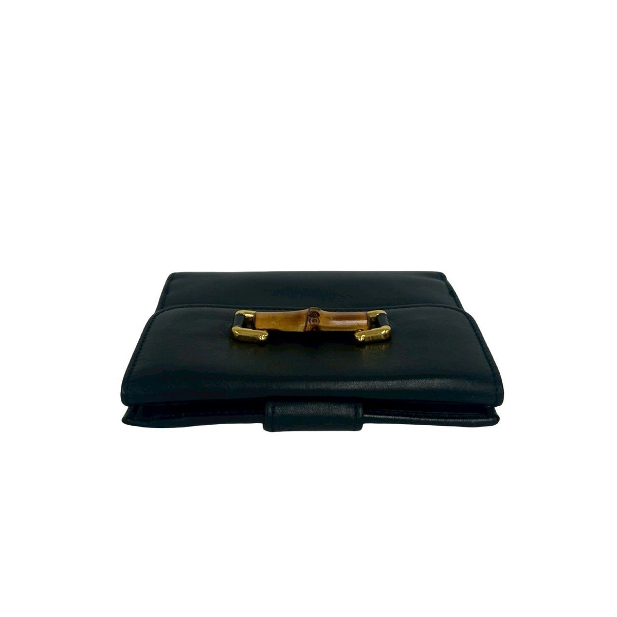 Gucci Vintage Bamb Leather Bifold Wallet Billfold Coin Purse Dark Navy — view 3