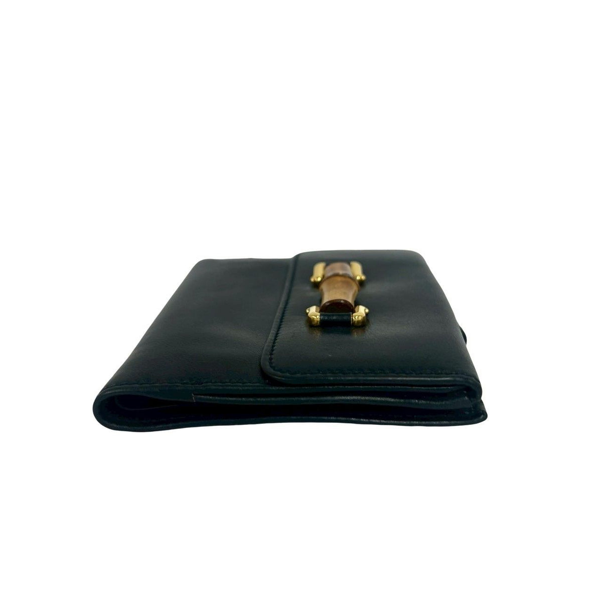 Gucci Vintage Bamb Leather Bifold Wallet Billfold Coin Purse Dark Navy — view 5