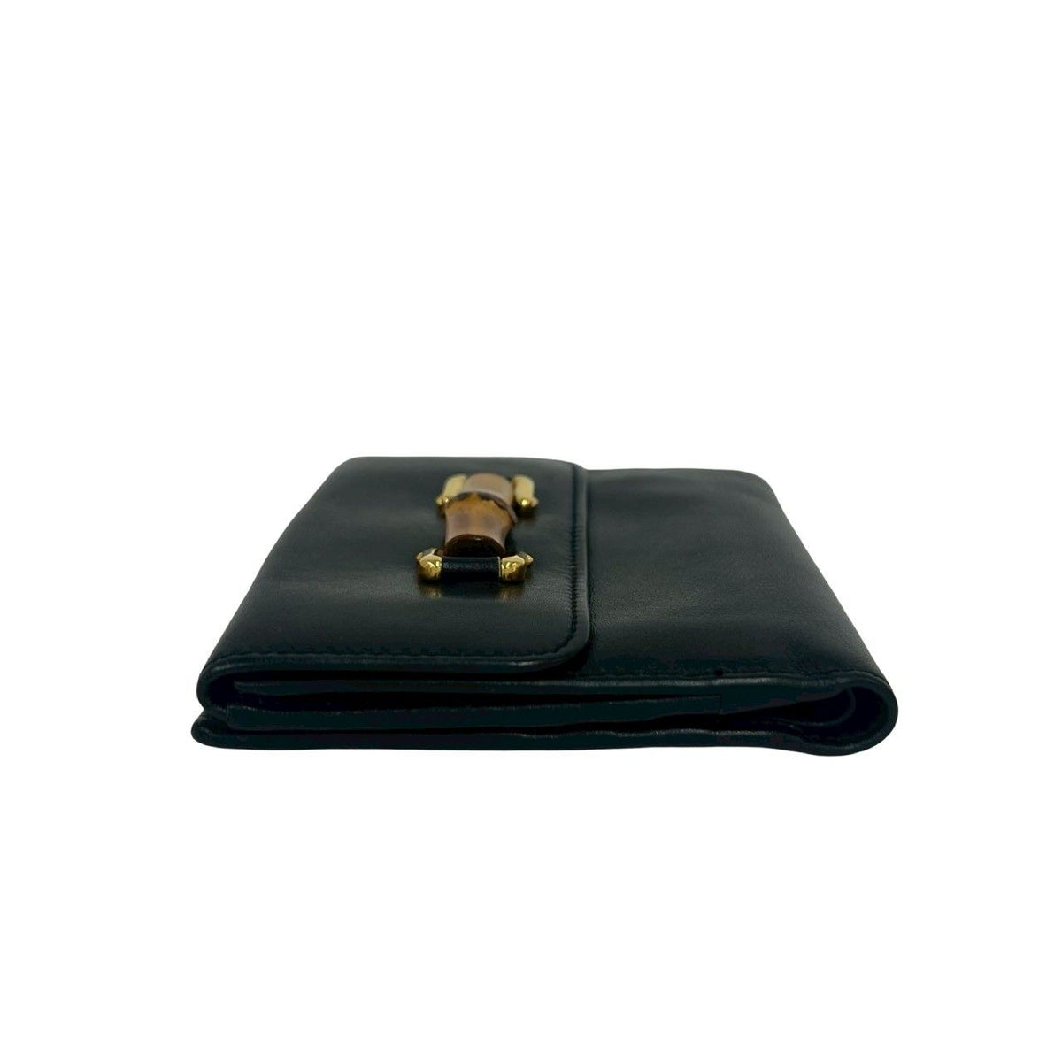 Gucci Vintage Bamb Leather Bifold Wallet Billfold Coin Purse Dark Navy — view 4