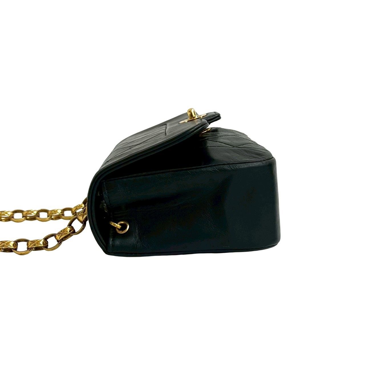 Chanel Diana Flap Quilted CC Logo Lambskin Chain Shoulder Bag Black — view 5