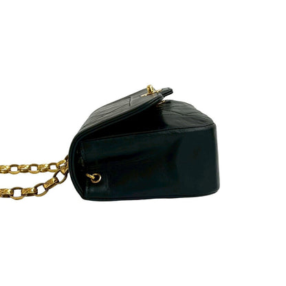 Chanel Diana Flap Quilted CC Logo Lambskin Chain Shoulder Bag Black — view 5