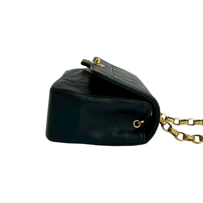 Chanel Diana Flap Quilted CC Logo Lambskin Chain Shoulder Bag Black — view 6