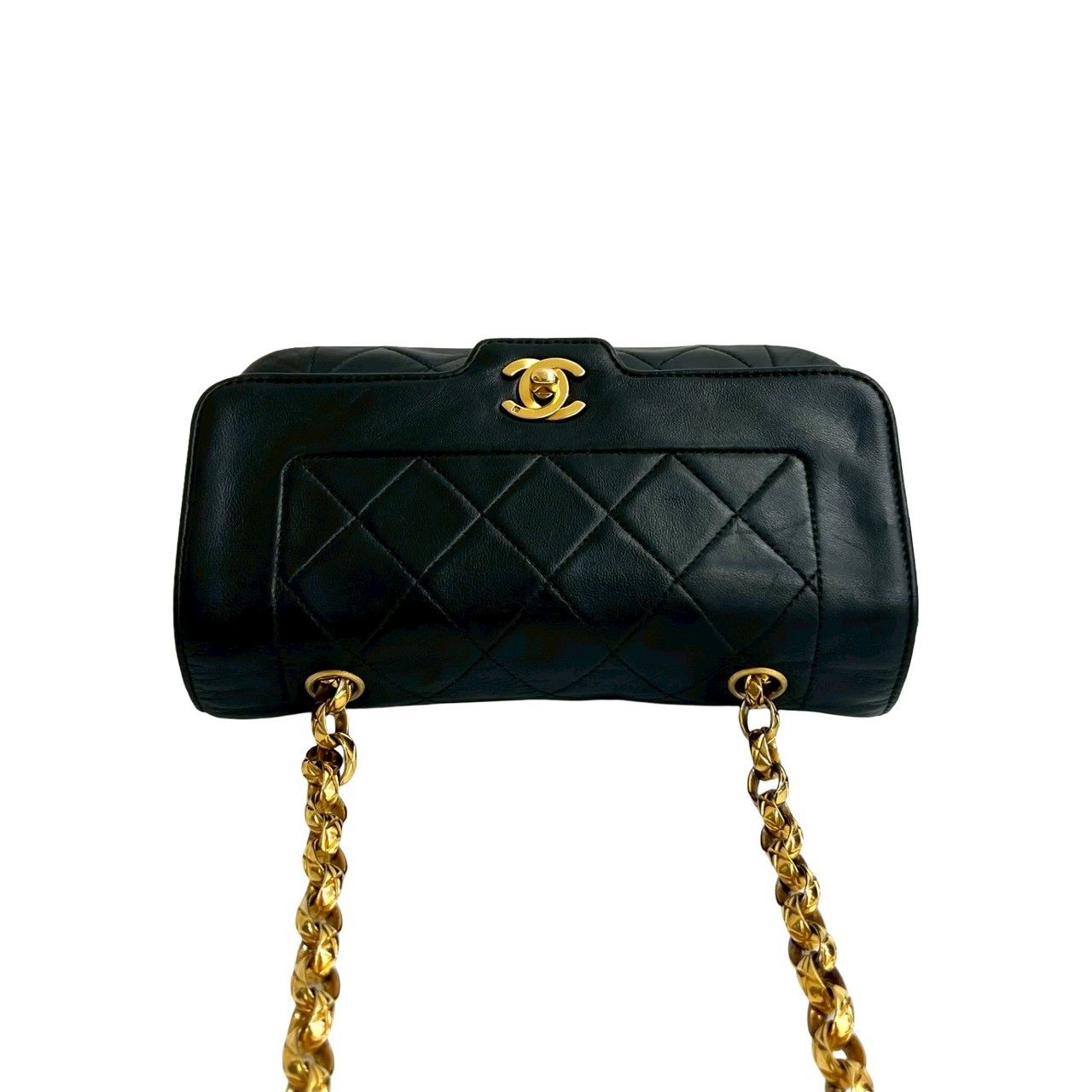 Chanel Diana Flap Quilted CC Logo Lambskin Chain Shoulder Bag Black — view 4