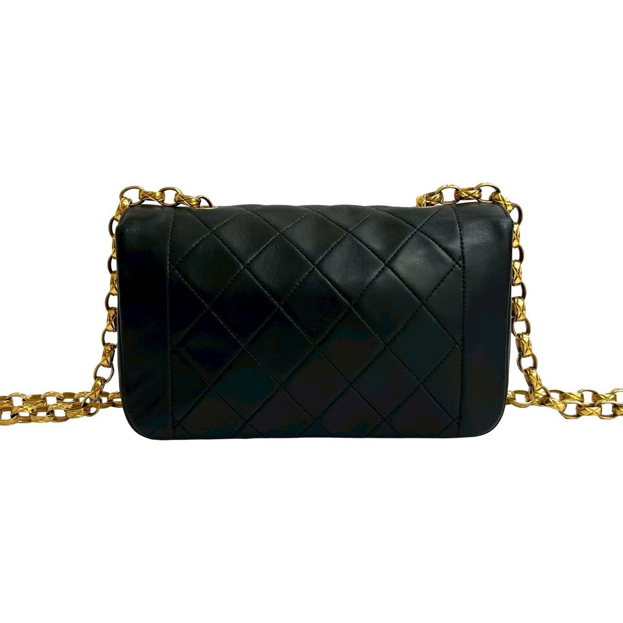 Chanel Diana Flap Quilted CC Logo Lambskin Chain Shoulder Bag Black — view 3