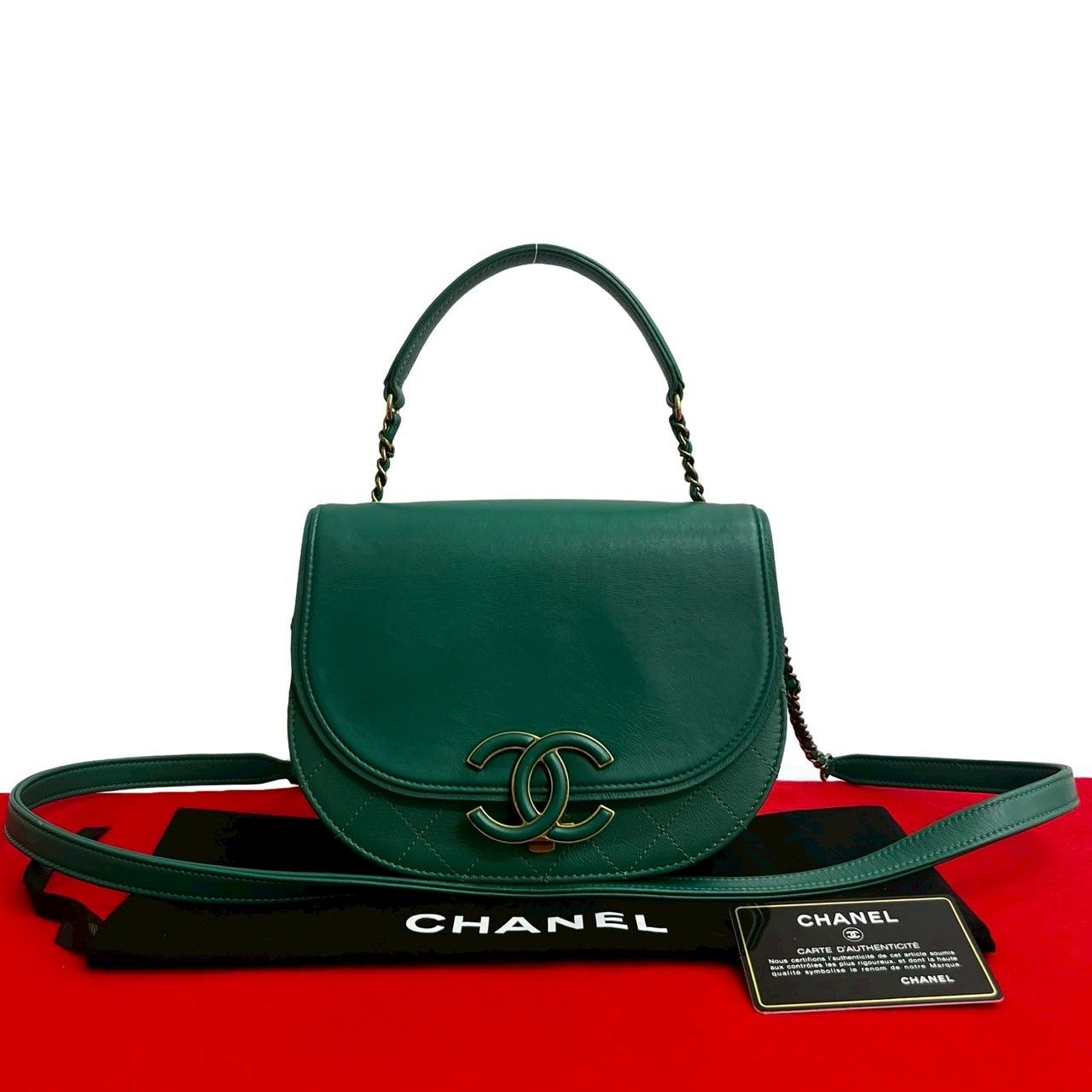 Chanel Number 23 Coco Cab Jumbo CC Logo Calf Leather Chain Shoulder Bag