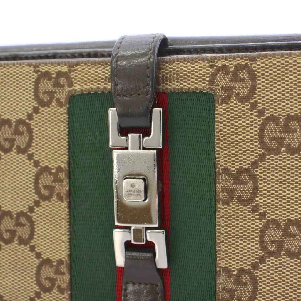 Gucci Jackie Wallet Bifold Canvas Leather Black Beige TK — view 6
