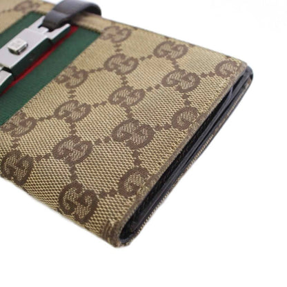 Gucci Jackie Wallet Bifold Canvas Leather Black Beige TK — view 7