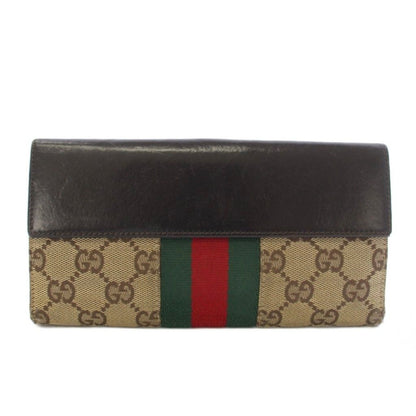Gucci Jackie Wallet Bifold Canvas Leather Black Beige TK — view 2