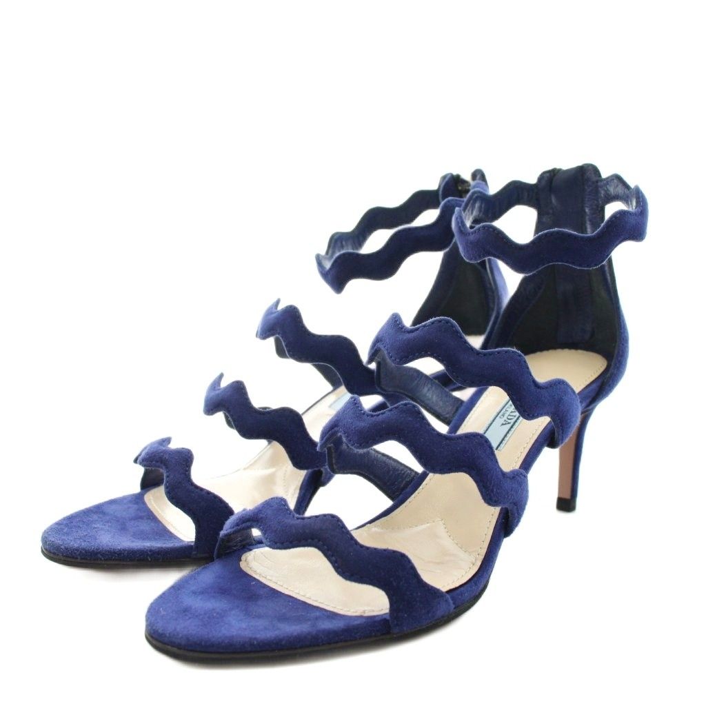 Prada Sandals Suede Blue 36.5