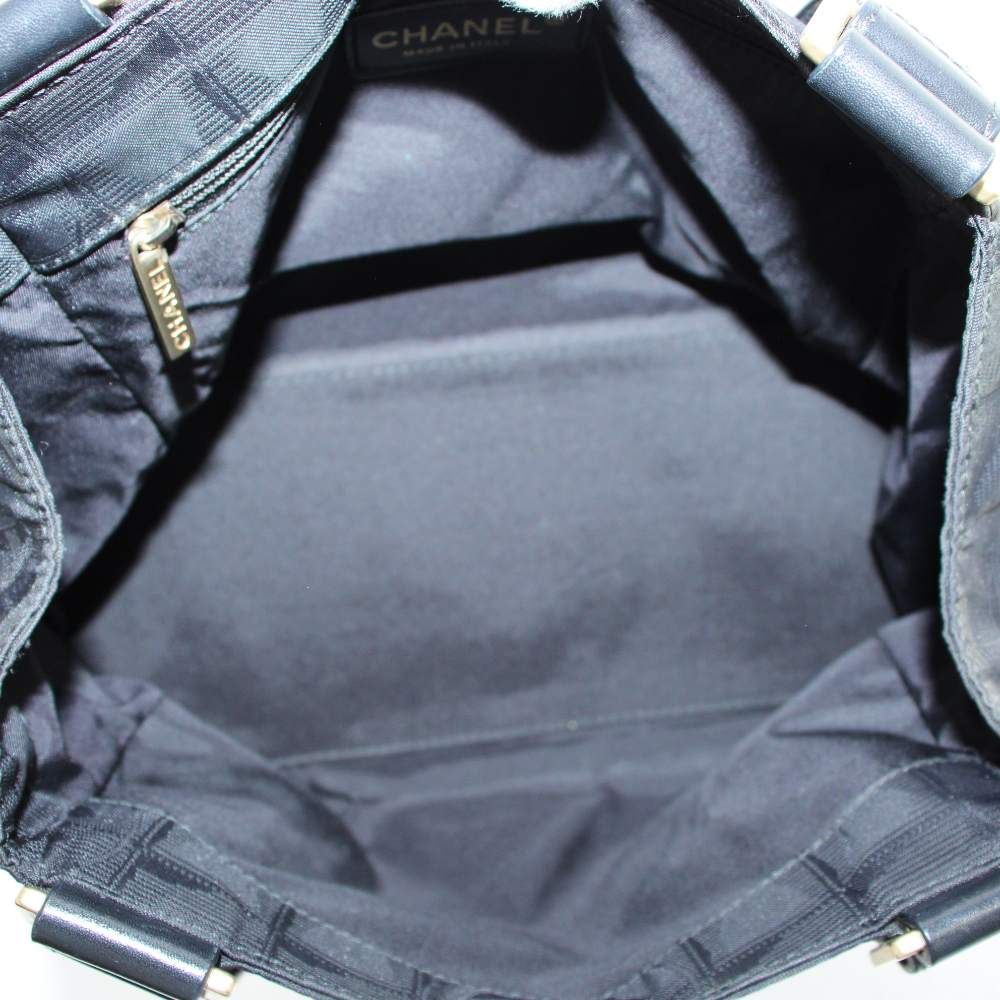 Chanel New Travel Line CC Logo Handbag Nylon Leather Black — view 6