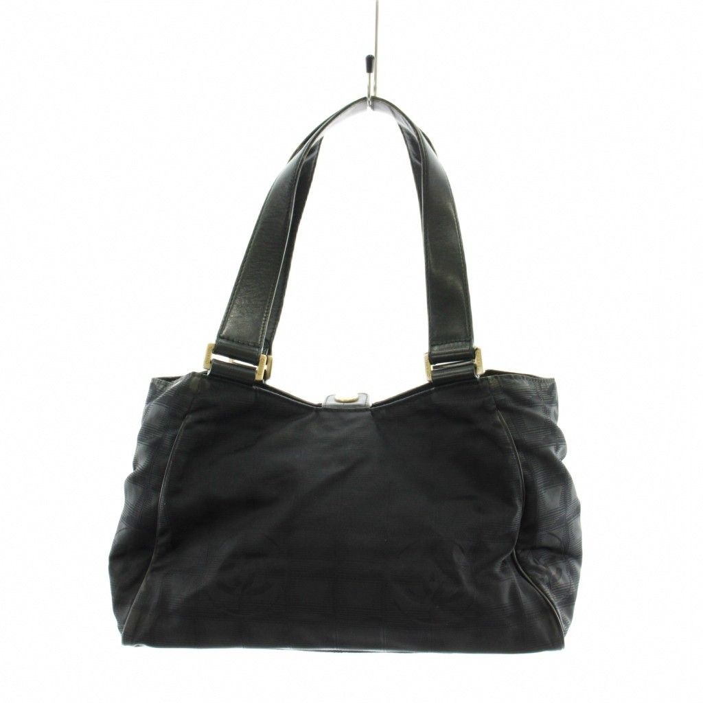 Chanel New Travel Line CC Logo Handbag Nylon Leather Black — view 2