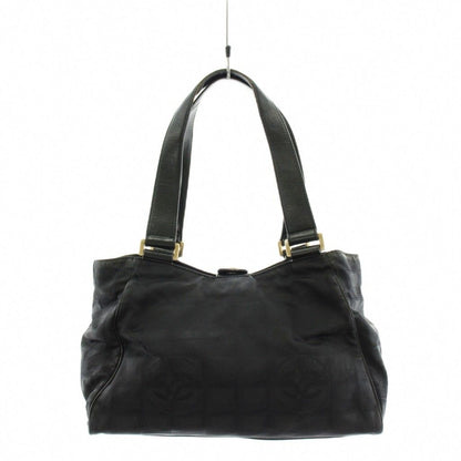 Chanel New Travel Line CC Logo Handbag Nylon Leather Black