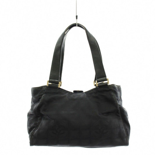 Chanel New Travel Line CC Logo Handbag Nylon Leather Black