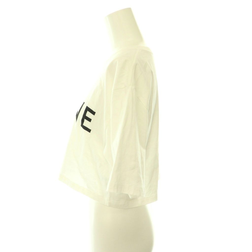 Celine Logo Cropped T-Shirt Short Sleeve S White Black DO — view 3