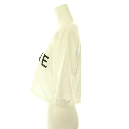 Celine Logo Cropped T-Shirt Short Sleeve S White Black DO — view 3