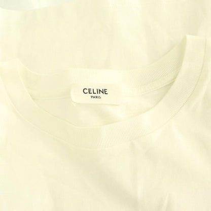 Celine Logo Cropped T-Shirt Short Sleeve S White Black DO — view 6