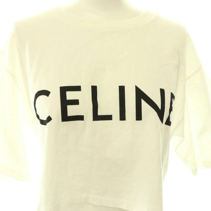 Celine Logo Cropped T-Shirt Short Sleeve S White Black DO — view 4