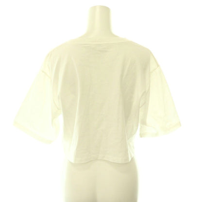 Celine Logo Cropped T-Shirt Short Sleeve S White Black DO — view 2