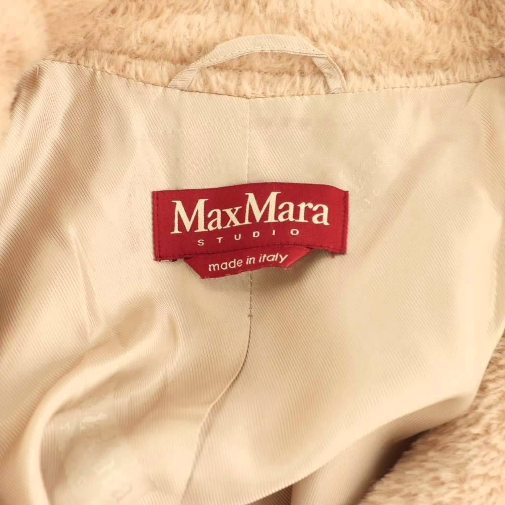 Max Mara Studio Wool Alpaca Shaggy Coat Beige ES — view 7