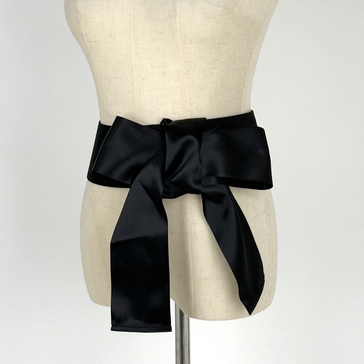 Chanel CC Logo Belt Ribbon Sash Fabric Leather Black — view 8
