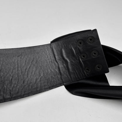 Chanel CC Logo Belt Ribbon Sash Fabric Leather Black — view 7