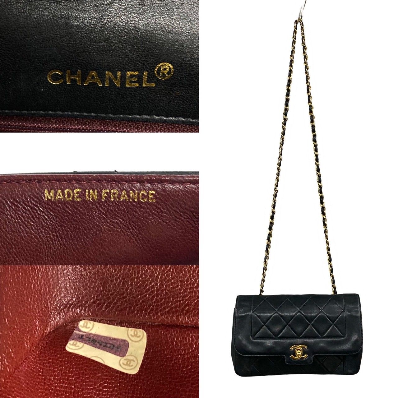 Chanel Vintage Quilted CC Logo Lambskin Leather Chain Shoulder Bag Black — view 3