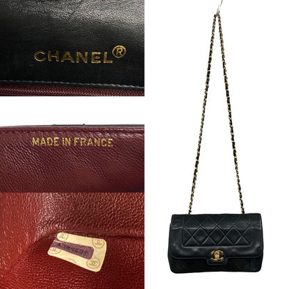 Chanel Vintage Quilted CC Logo Lambskin Leather Chain Shoulder Bag Black — view 3
