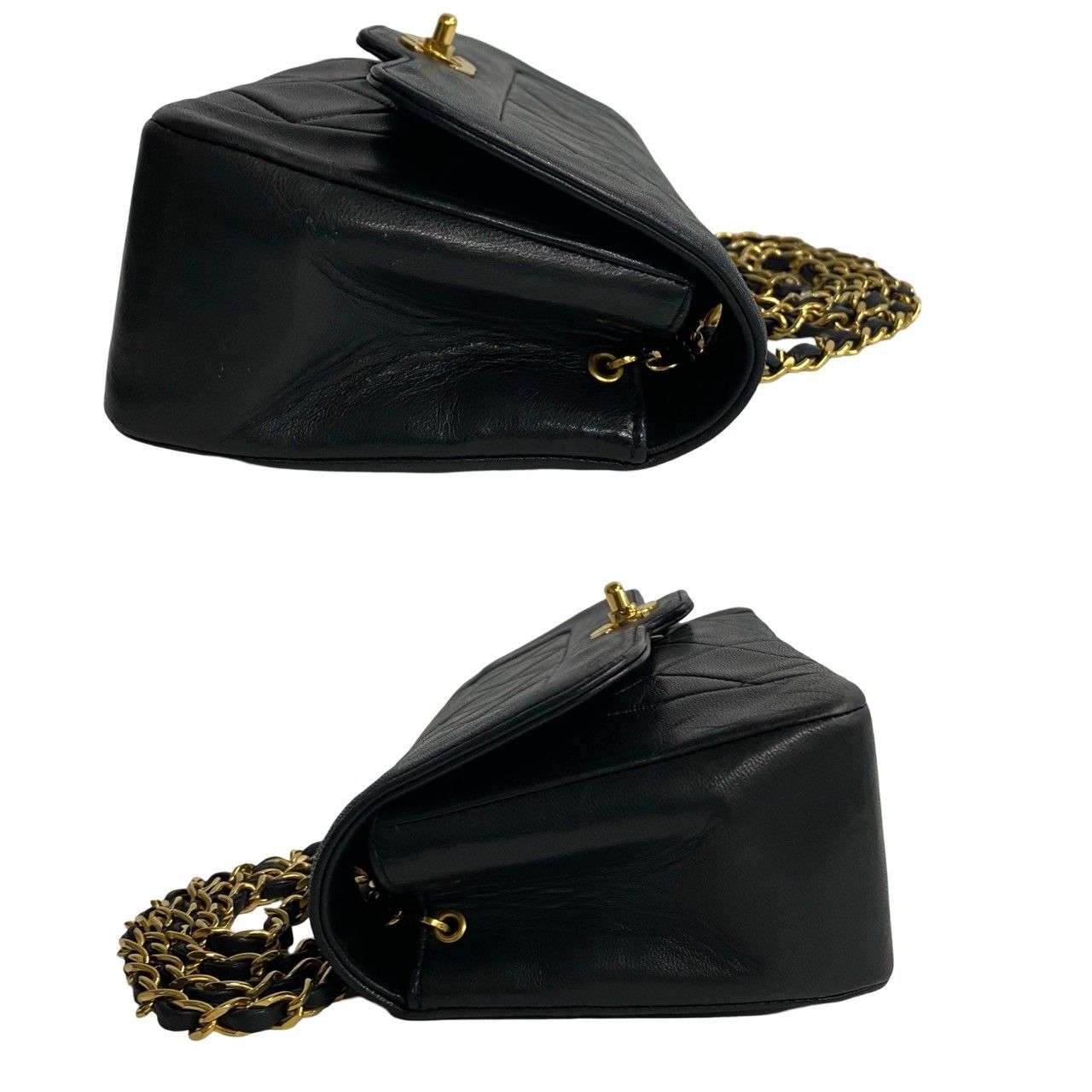 Chanel Vintage Quilted CC Logo Lambskin Leather Chain Shoulder Bag Black — view 5
