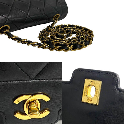Chanel Vintage Quilted CC Logo Lambskin Leather Chain Shoulder Bag Black — view 8