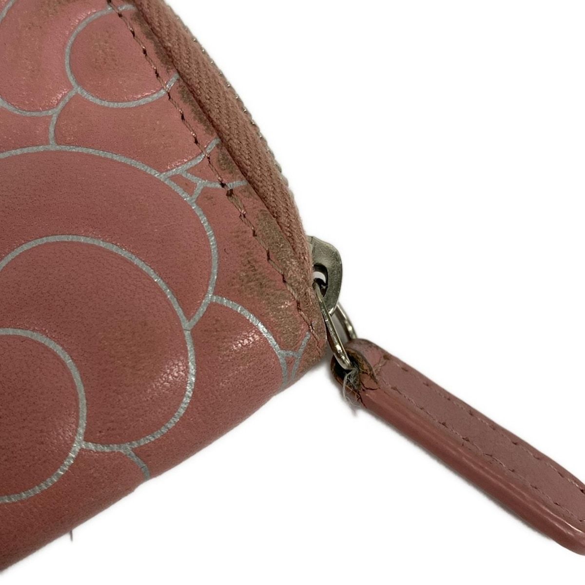 Chanel Coin Case Camellia Pink White Silver L-Shaped Zipper Lambskin — view 6