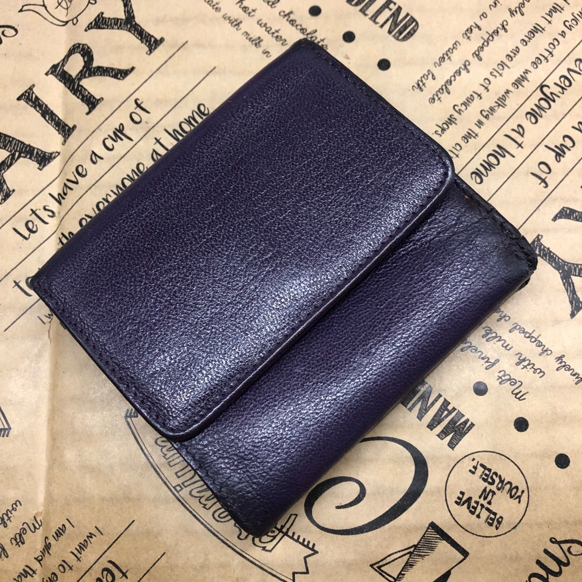 Chanel Trifold Wallet Compact CC Logo Lambskin Purple Card — view 3