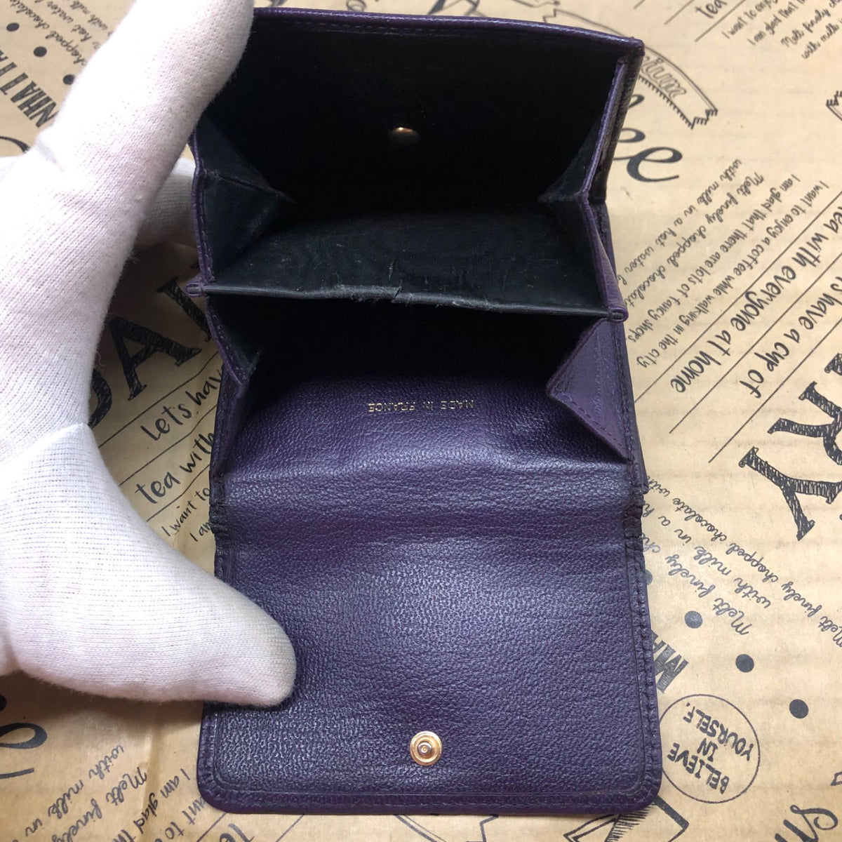 Chanel Trifold Wallet Compact CC Logo Lambskin Purple Card — view 6
