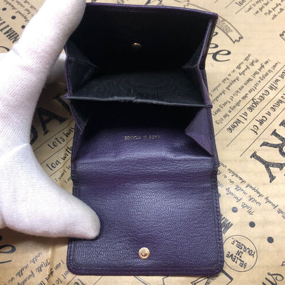 Chanel Trifold Wallet Compact CC Logo Lambskin Purple Card — view 6