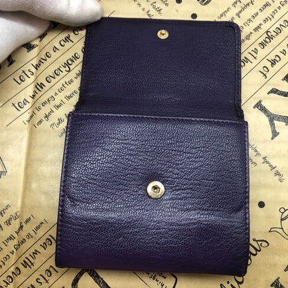 Chanel Trifold Wallet Compact CC Logo Lambskin Purple Card — view 5