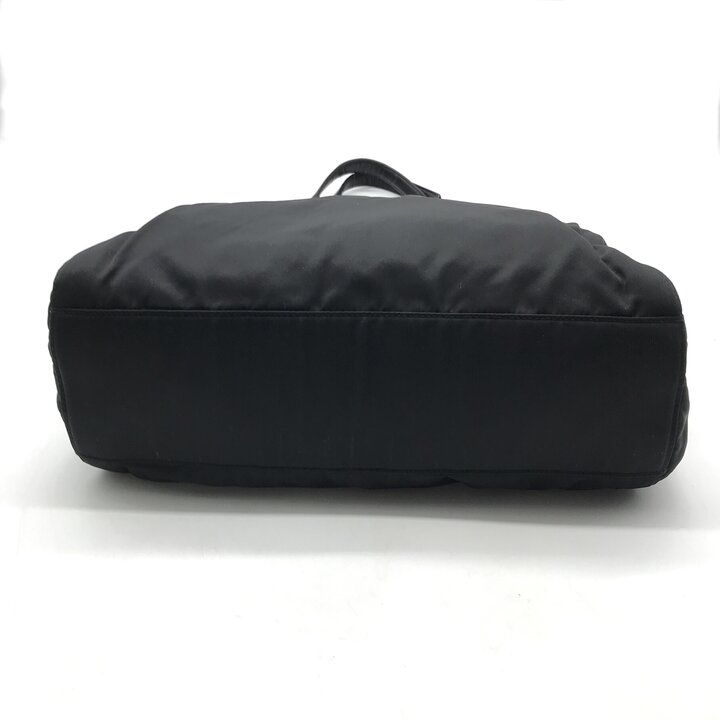 Prada Triangle Logo Nylon Tessuto Chain Shoulder Tote Bag Black Purse — view 4