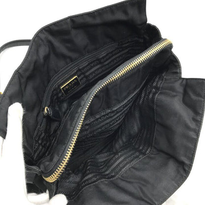 Prada Triangle Logo Nylon Tessuto Chain Shoulder Tote Bag Black Purse — view 8