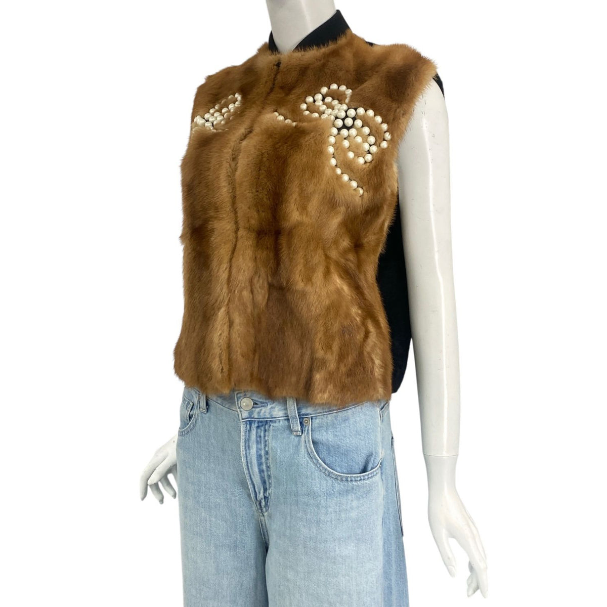 Fendi Vest Mink Leather Fur Ribbon Pearl — view 2
