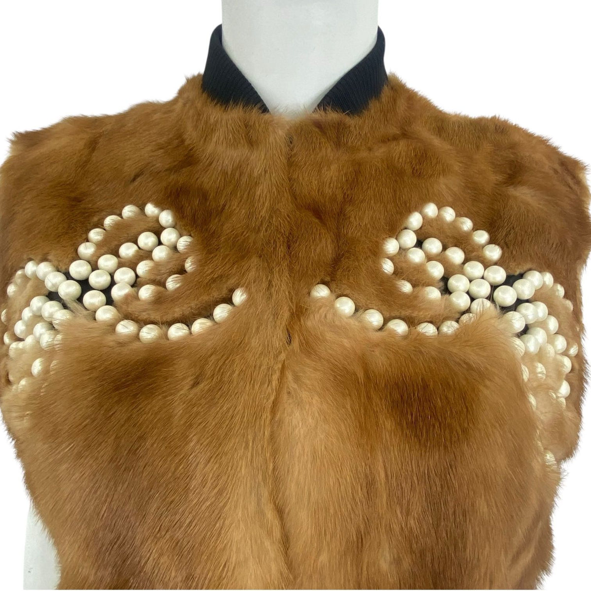 Fendi Vest Mink Leather Fur Ribbon Pearl — view 4