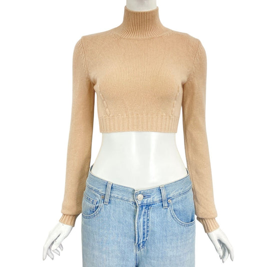 Fendi Sweater Knit Long Sleeve Logo Beige