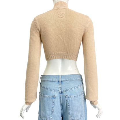 Fendi Sweater Knit Long Sleeve Logo Beige — view 3
