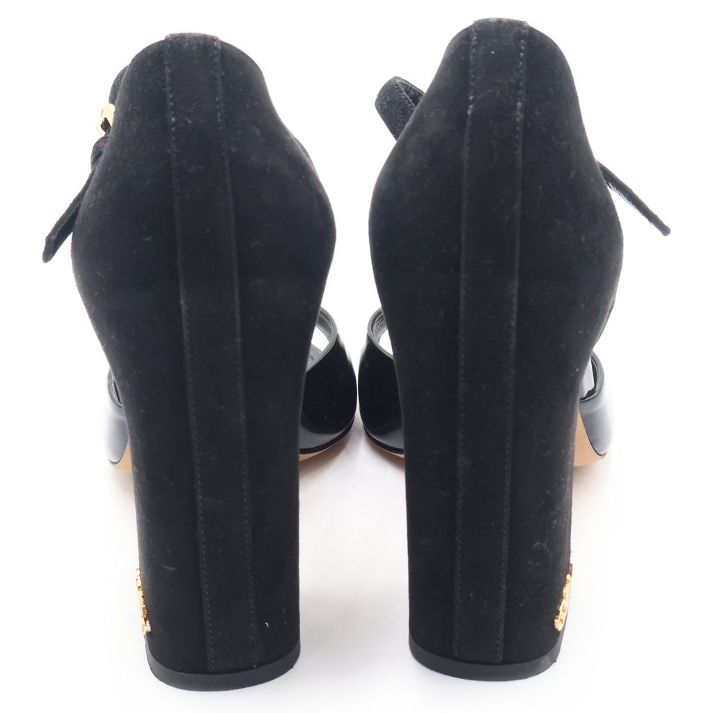 Louis Vuitton Donna Line Patent Suede Combination Sandals Shoes Black — view 3