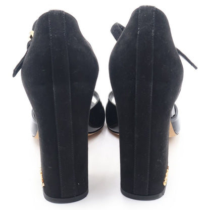 Louis Vuitton Donna Line Patent Suede Combination Sandals Shoes Black — view 3