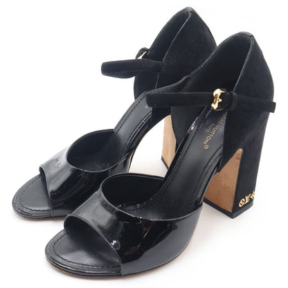 Louis Vuitton Donna Line Patent Suede Combination Sandals Shoes Black — view 2
