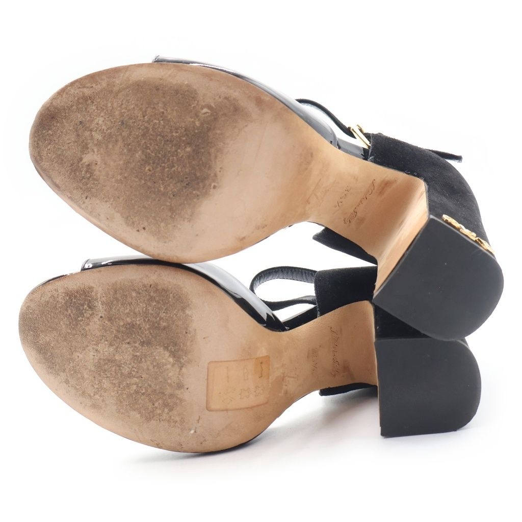 Louis Vuitton Donna Line Patent Suede Combination Sandals Shoes Black — view 5