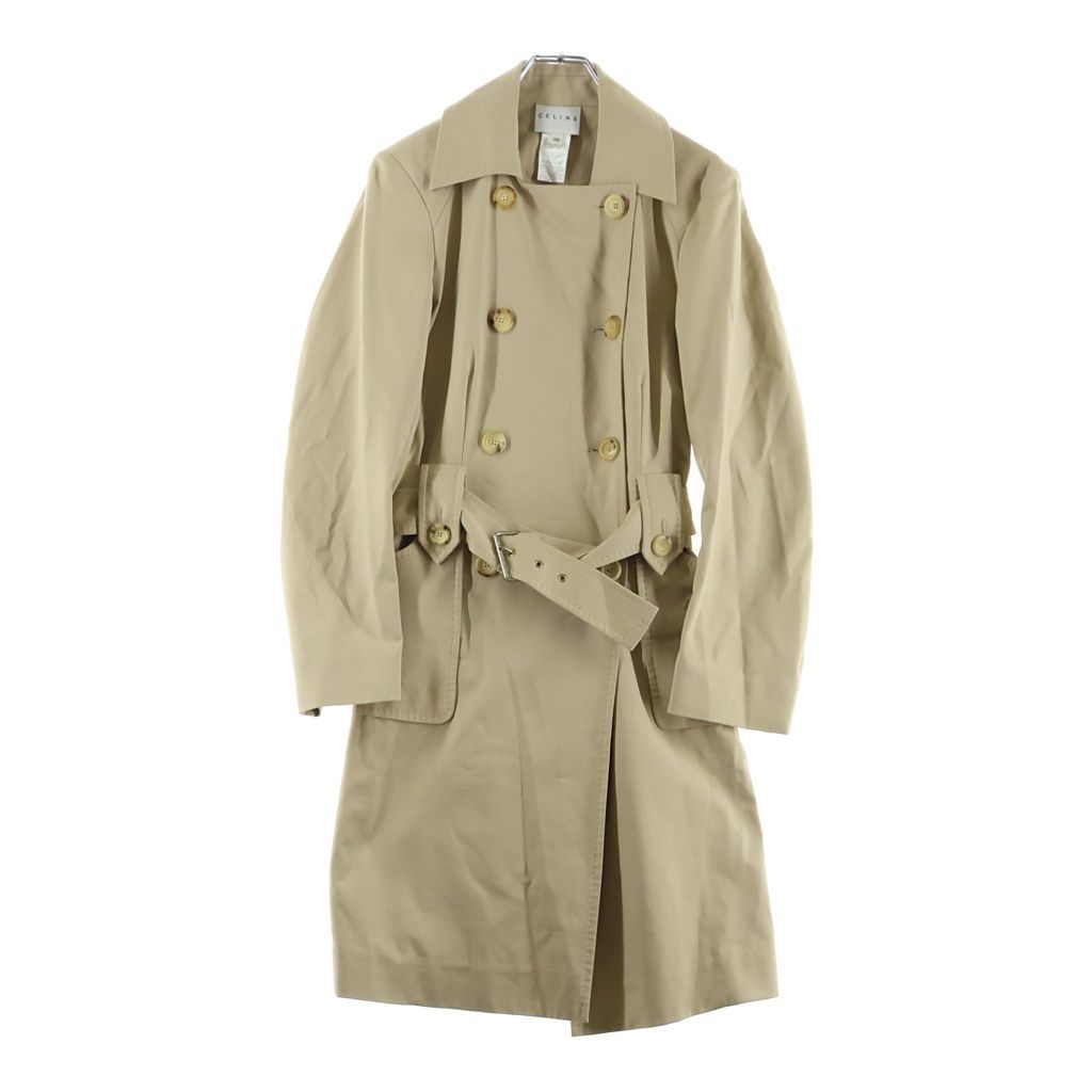 Celine Carriage Logo Embroidery Trench Coat Beige 36