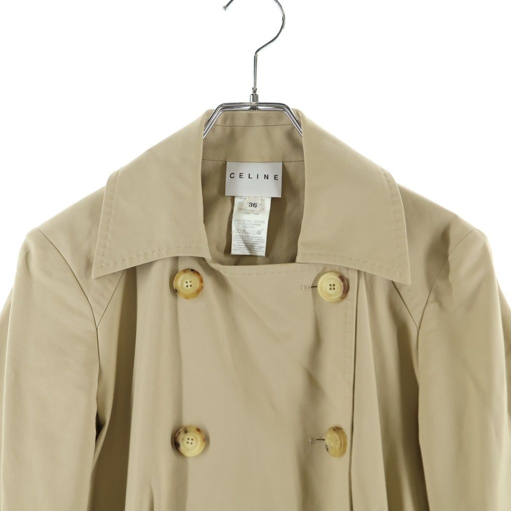 Celine Carriage Logo Embroidery Trench Coat Beige 36 — view 3