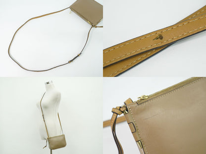 Loewe Gate Double Zip Pouch Anagram Shoulder Bag Pochette Leather Beige Gray — view 6
