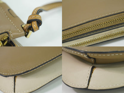 Loewe Gate Double Zip Pouch Anagram Shoulder Bag Pochette Leather Beige Gray — view 7