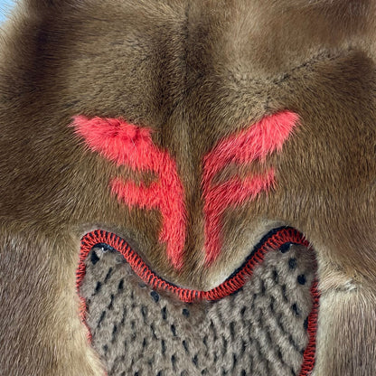 Fendi Jacket FF Logo Leathe Silk Fur Brown 38 — view 5